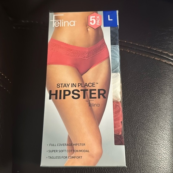 Felina Ladies'Telina Stay in Place Hipster - 5 Pack, Size L Blue Pack - Picture 9 of 11